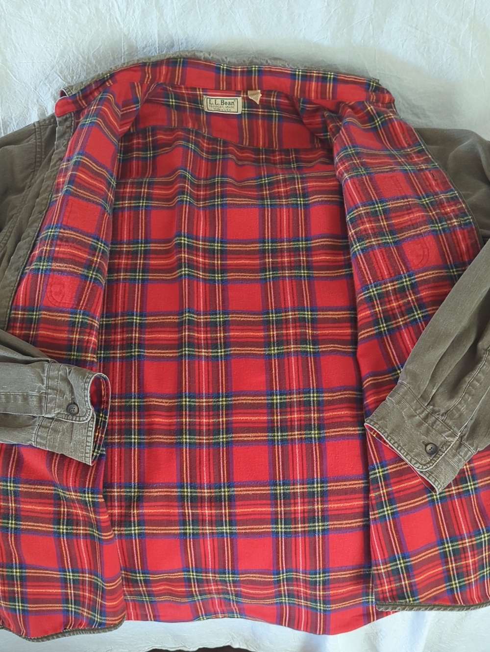 Vintage L.L. Bean Flannel Lined Canvas Hurricane Shirt Jacket Men L Made in USA - Picture 9 of 9